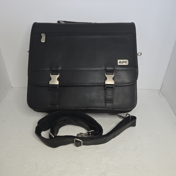 APC Briefcase Attache Zippered Portfolio Laptop Messenger Bag Black - Picture 9 of 9